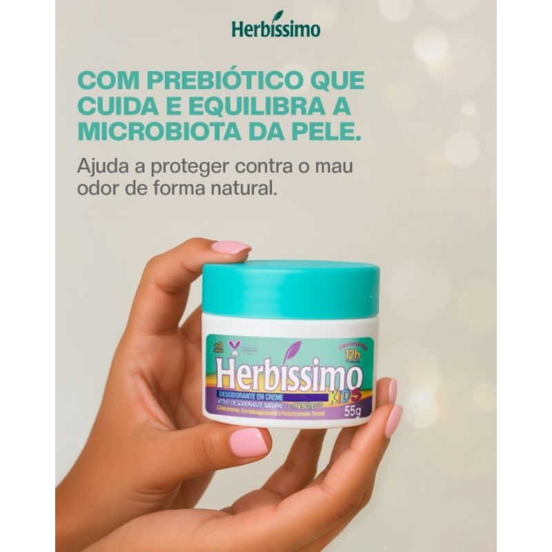 Desodorante Creme Antitranspirante Herbíssimo Kids 55g - Sem Alumínio