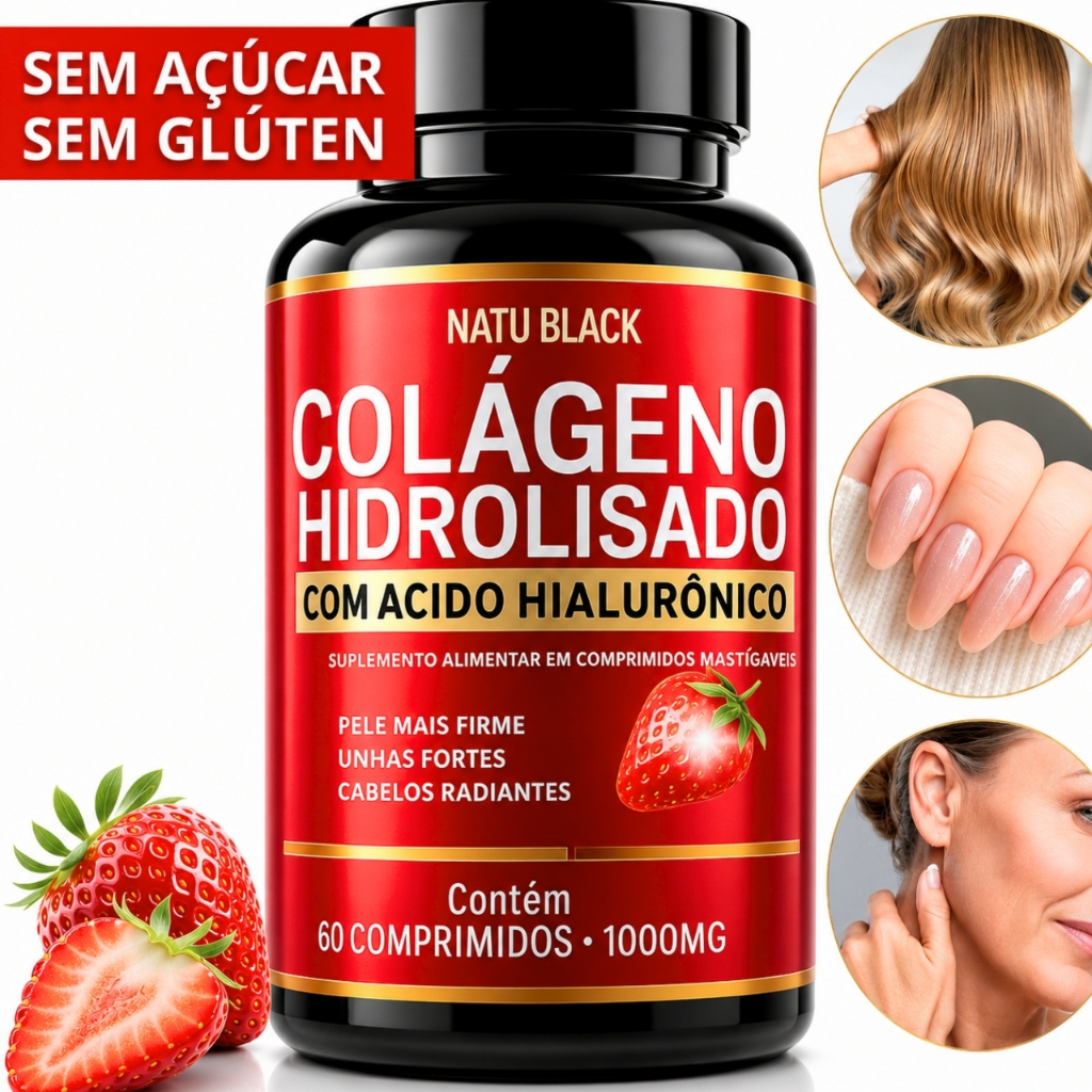 Colageno Hidrolisado com Acido Hialuronico Premium Pele Firme, Cabelo e Unhas - ENVIO RÁPIDO