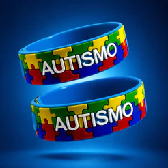 2 Pulseiras Ajustáveis Autismo Infantil Azul - Quebra Cabeça