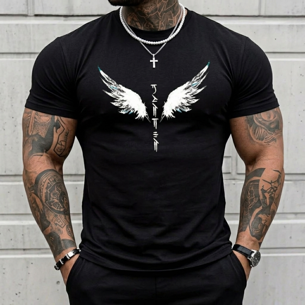 Camiseta ASAS Masculina Simples De Manga Curta Gola Redonda Estampada Lançamento