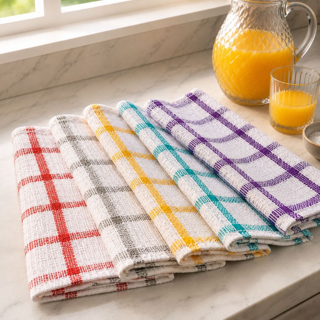 Kit 4 Panos de Copa Atoalhados Jacquard 100% Algodão Premium Alta Absorção Cozinha 45x65cm