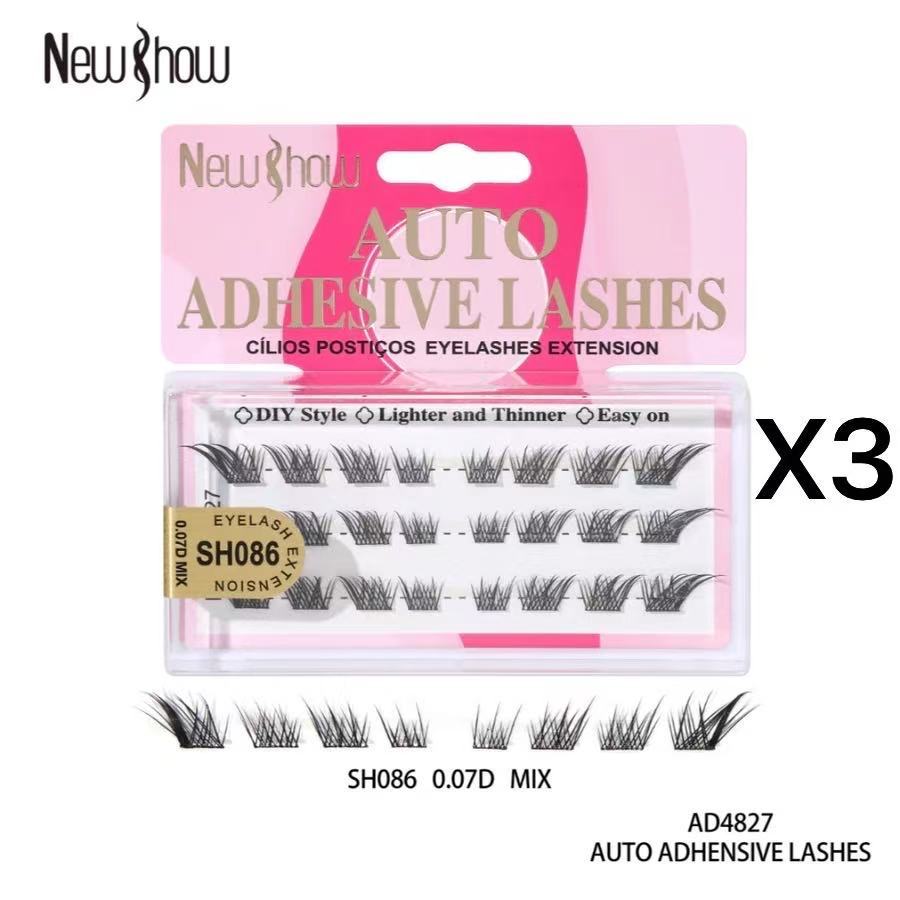 New Show Cílios 3caixa AUTO ADHESIVE LASHES Tufos Sem Nó Extensão de Cilios Alongamento/PACOTE MÚLTIPLO