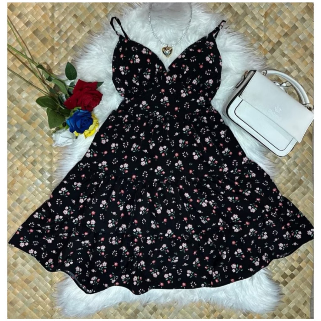 Vestido Feminino Curto Floral de Alcinha – Soltinho, Forrado e Fresquinho para Verão