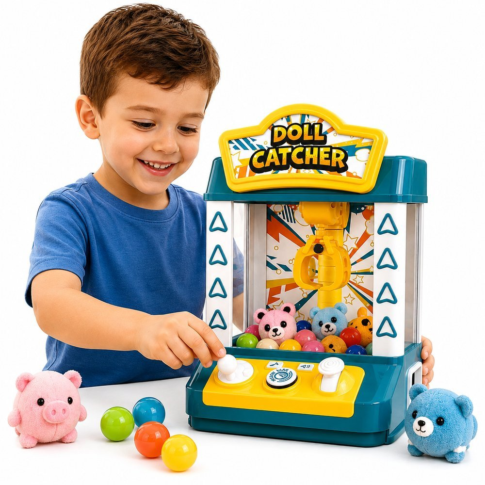 Máquina de Pegar Brinquedos Infantil com Luz, Música e Som - Azul