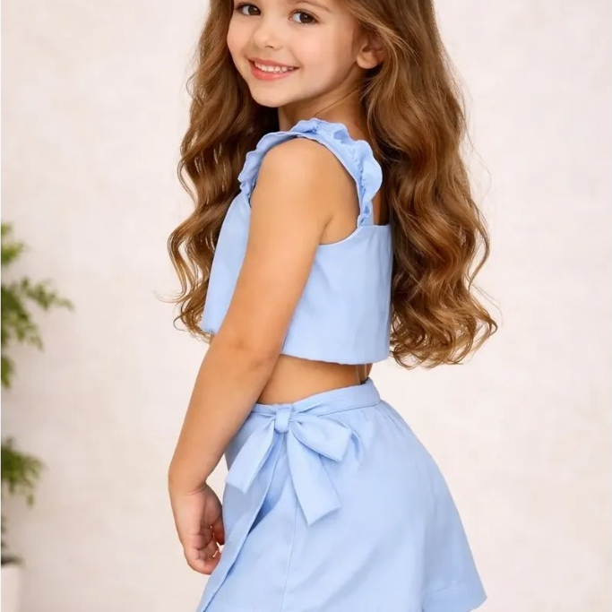 conjunto Short Saia mais blusa croped alfaiataria Infantil e Juvenil 4 a 14 Anos Menina  Blogueirinha