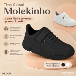 Tênis Infantil Molekinho Casual Calce Fácil Confortável
