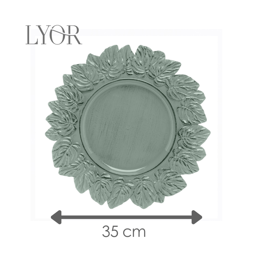 Sousplat Lyor Garden Leaf Verde 35cm Plástico para Mesa Posta Prato Jantar Decoração Elegante Proteção de Mesa e Receber · foto 2