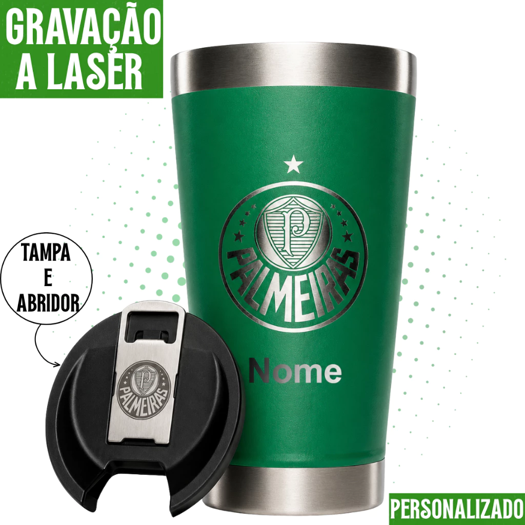 Copo Personalizado arvores Palmeiras Térmico C/tampa E Abridor 473ml — imagem 1