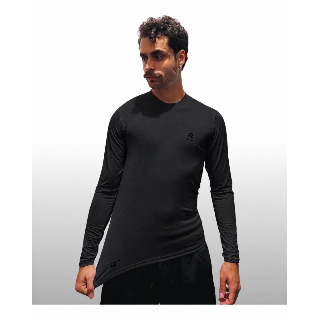 Camiseta masculina manga longa com proteção UV 50+ Esportes Academia Segunda Pele Fitness