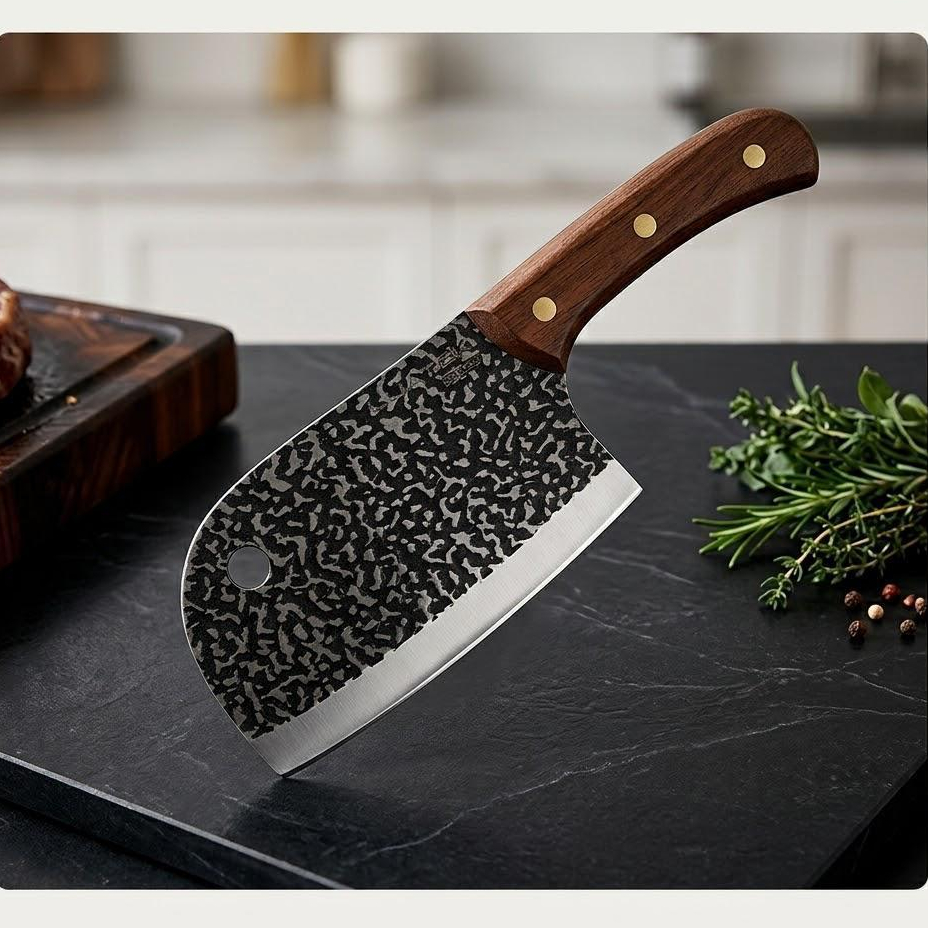 Imagem Cutelo de Carne de Alto Carbono Faca Osso Pesado Corte Premium Profissional Açougueiro