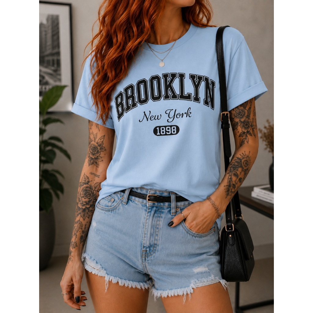 T-Shirt Feminina Estampada Algodão Camiseta Tendência Casual Moderna Confortável Moda Feminina Dia a Dia Alta Qualidade