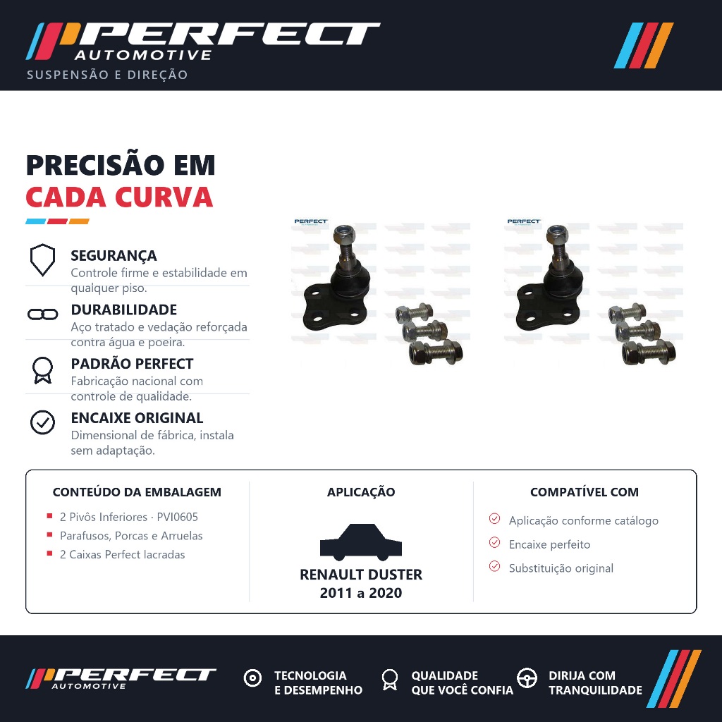 PAR PIVO SUSPENSAO RENAULT DUSTER 2011 a 2020 PERFECT