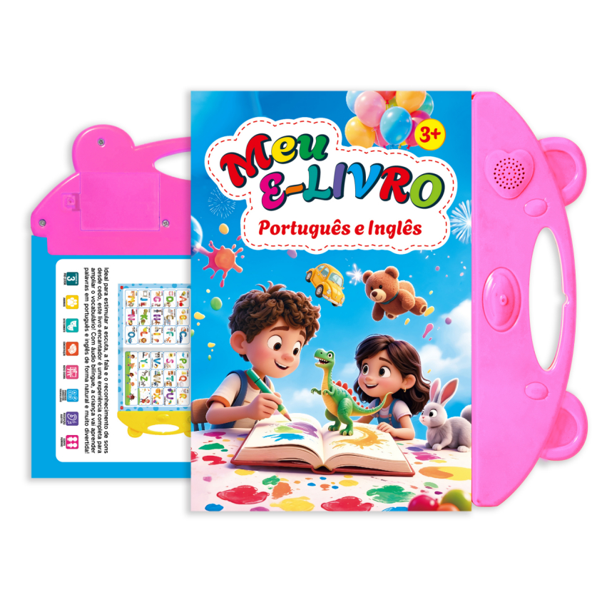 Livro Inteligente Educativo Ingles Portugues Interativo Sonoro Para Criança