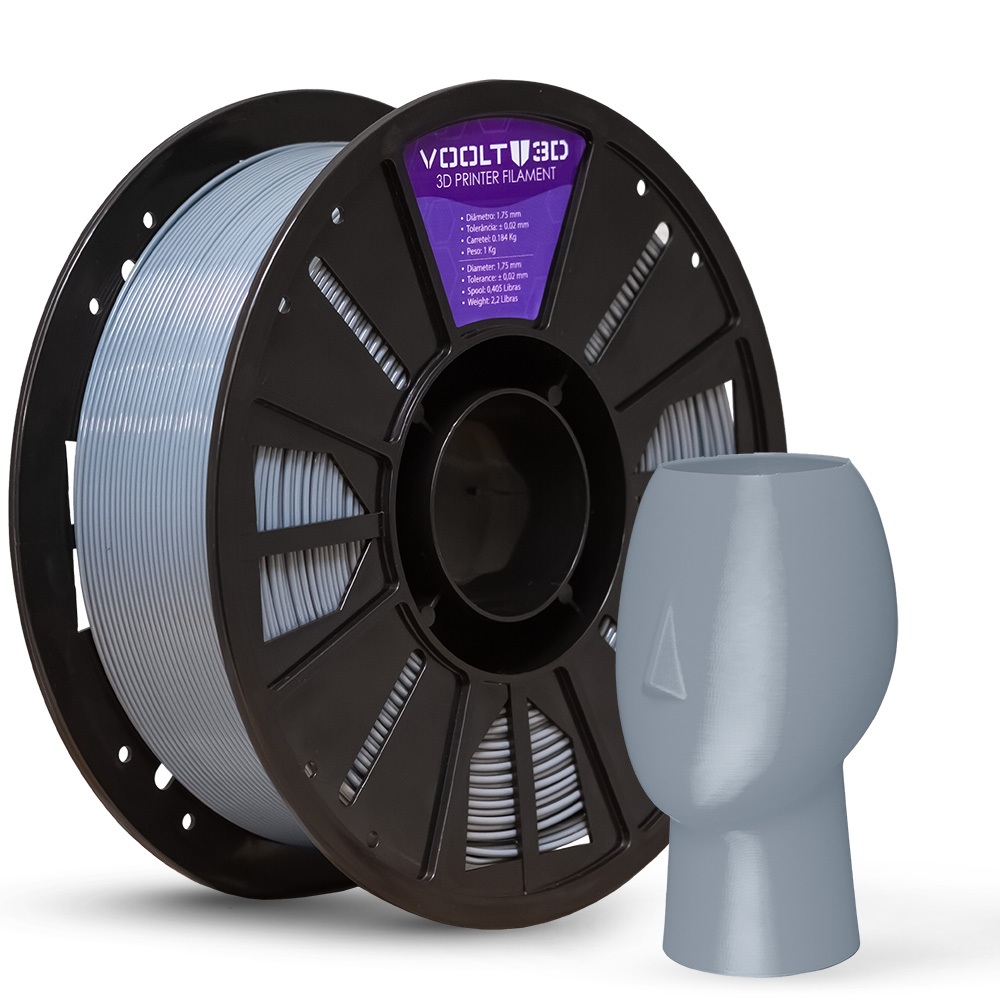 Filamento Petg HF High Fluidity - Cinza Claro 1kg - 1.75mm Nacional Voolt3D