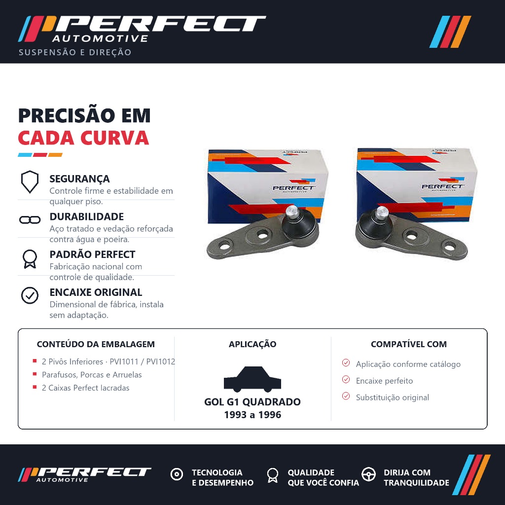 PAR PIVO SUSPENSAO GOL G1 QUADRADO 1993 a 1996 PERFECT