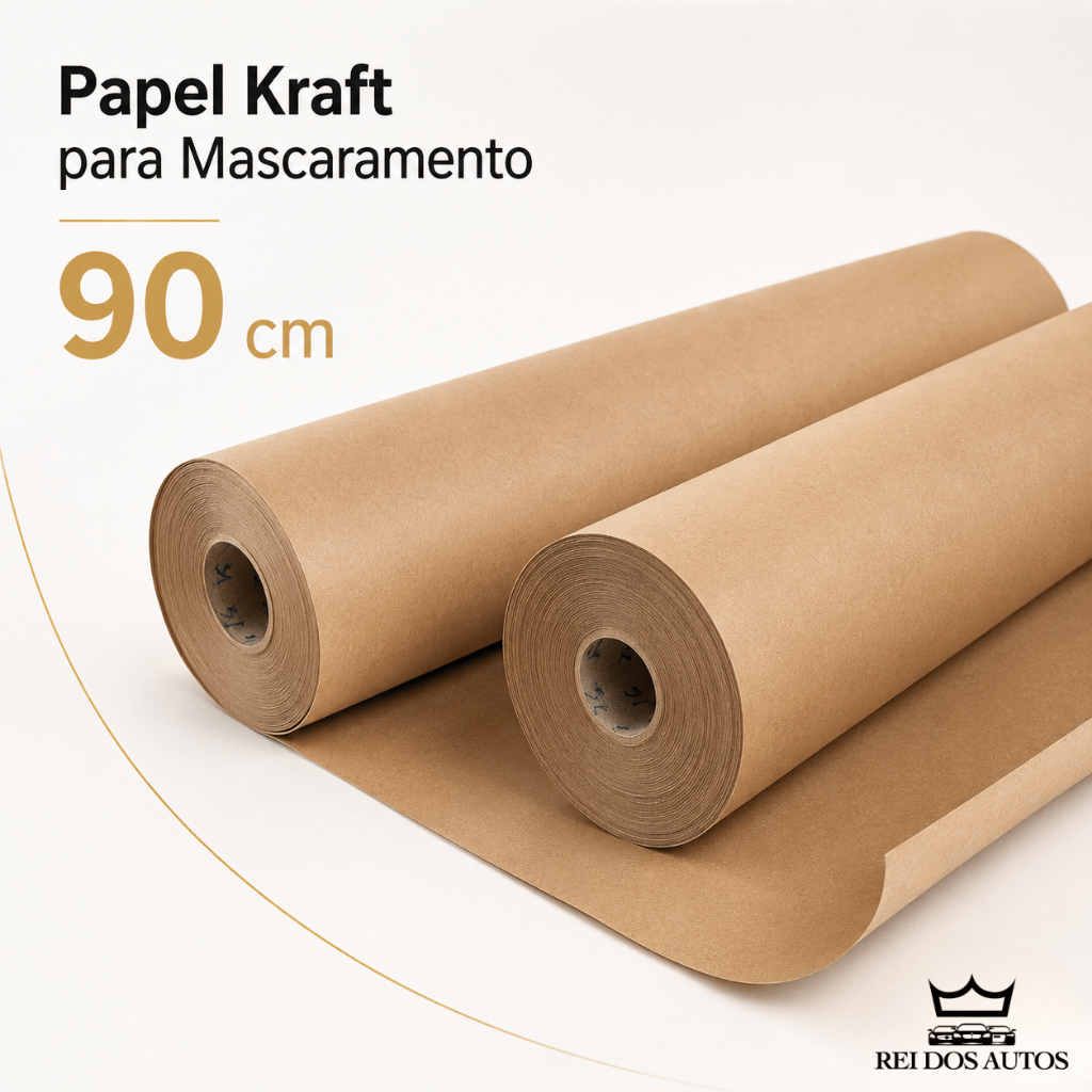 Papel Kraft Mascaramento Automotivo 90cm Para Funilaria Pintura Acessorios Protecao Contra Respingos E Solventes