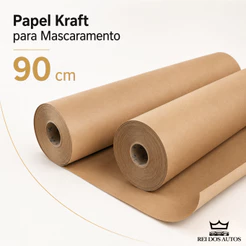 Papel Kraft Mascaramento Automotivo 90cm Para Funilaria Pintura Acessorios Protecao Contra Respingos E Solventes