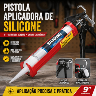 Pistola de Silicone 9 Polegadas Aplicadora de Selante em Ferro com Gatilho Ergonômico