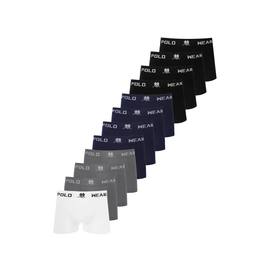 Kit 12 Cuecas Boxer Masculinas Polo Wear Sortido