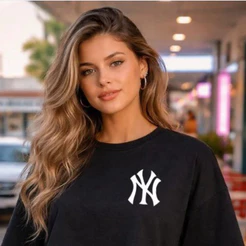Cropped Oversized Feminino Estampado NY 100% Algodão Premium – Conforto, Estilo Urbano e Caimento Perfeito