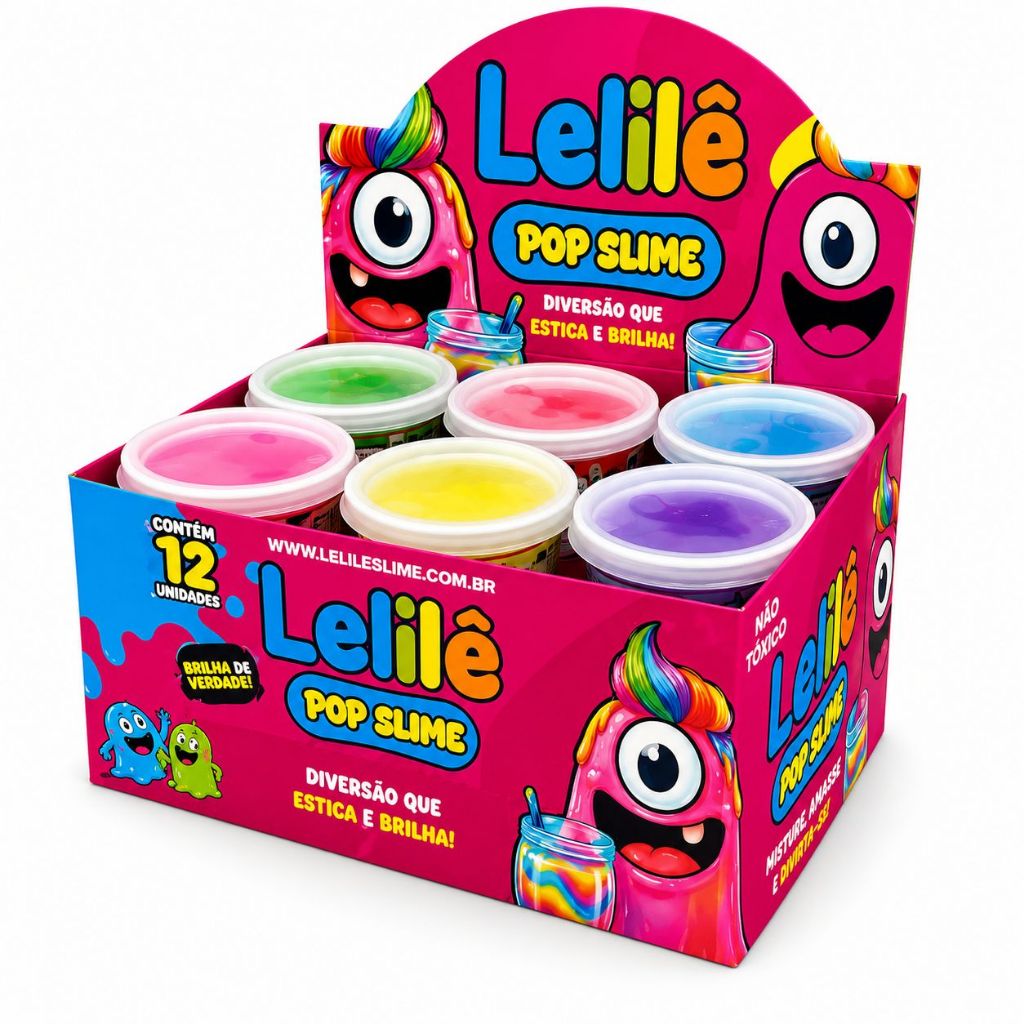 SLIME LELILE POP 125G - 1 CAIXA (12 UNIDADES) - PROMOÇÃO! ATACADO ALTO LUCRO