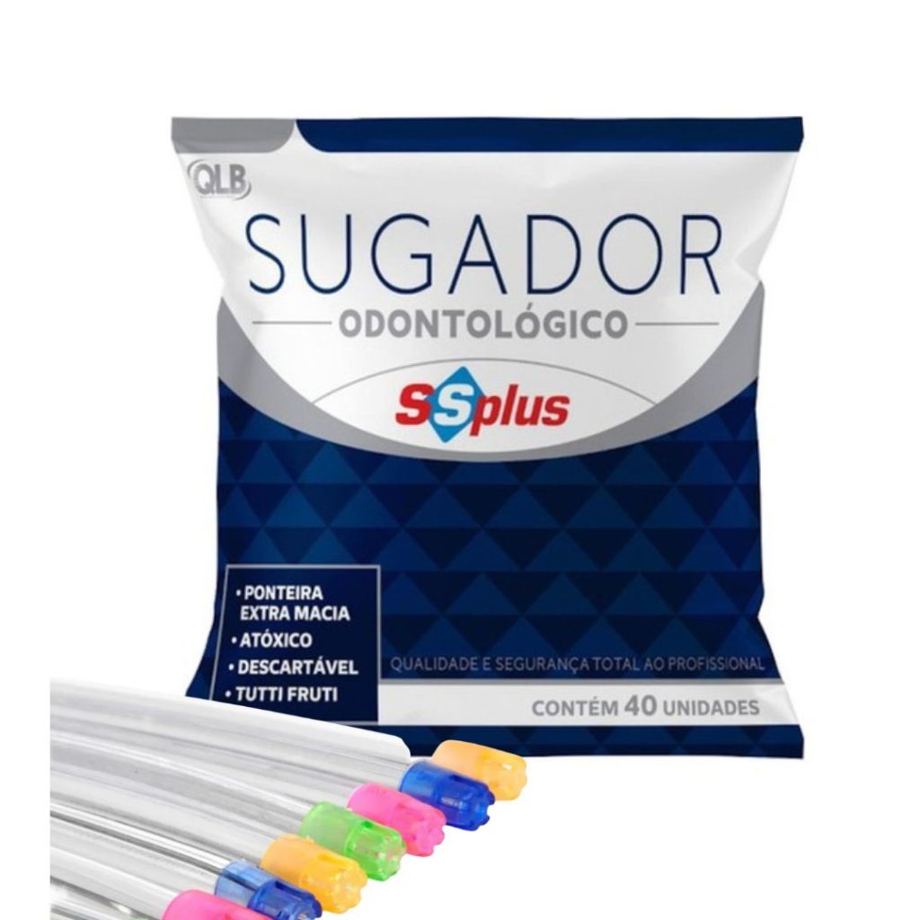 Sugador Descartável Colorido 40 unidades SS Plus