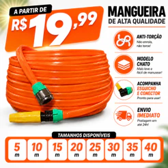 Mangueira de Jardim Anti-Torção 5 a 40 Metros Flexivel Cor Laranja