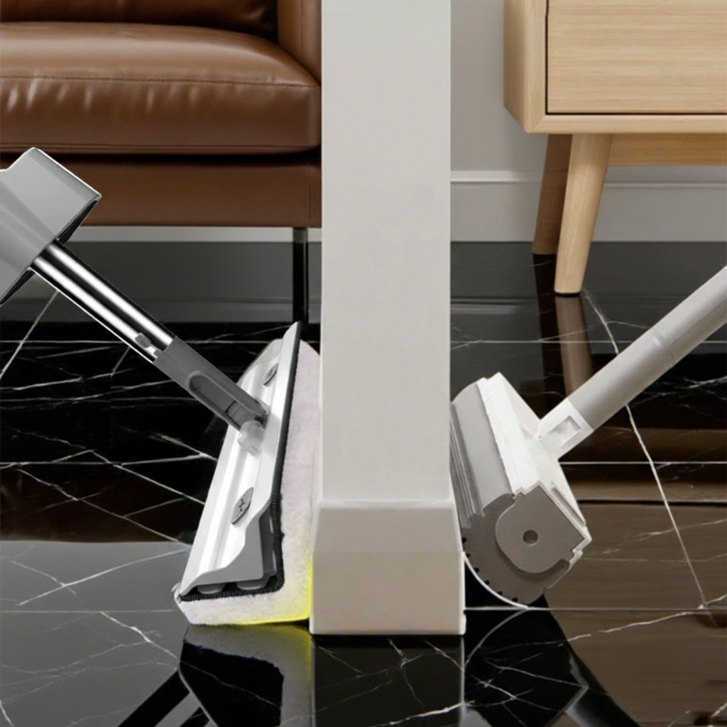 Mop 360° Plano com Refil de Microfibra Absorção Super Forte Raspador Dobrável Uso Seco e Molhado-S5 — imagem 2 de 2