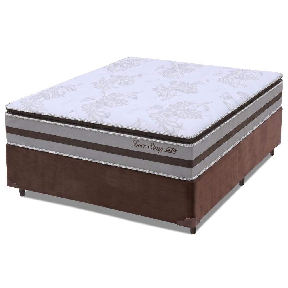 Cama Box Casal Queen 1,58m Colchão Molas Ensacadas 30cm Love Story 158x198x68cm