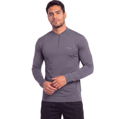 Camisa Manga Longa Com Ziper Proteção Solar UV Térmica Casual Trabalho Corrida Academia