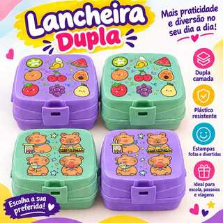Lancheira Fofa - Infantil Escolar 4 Divisórias com Capa Protetora- Marca Keita