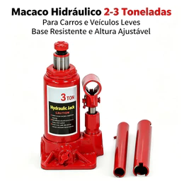 Elevador Automotivo Macaco Garrafa Hidráulico 3 Ton Titanium Reforçado Portátil Uso Oficina e Emergência Veicular