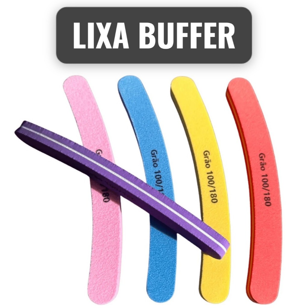 Lixa Buffer Meia Lua, Lixa Buffer Banana, Manicure, Unhas Gel e Porcelana