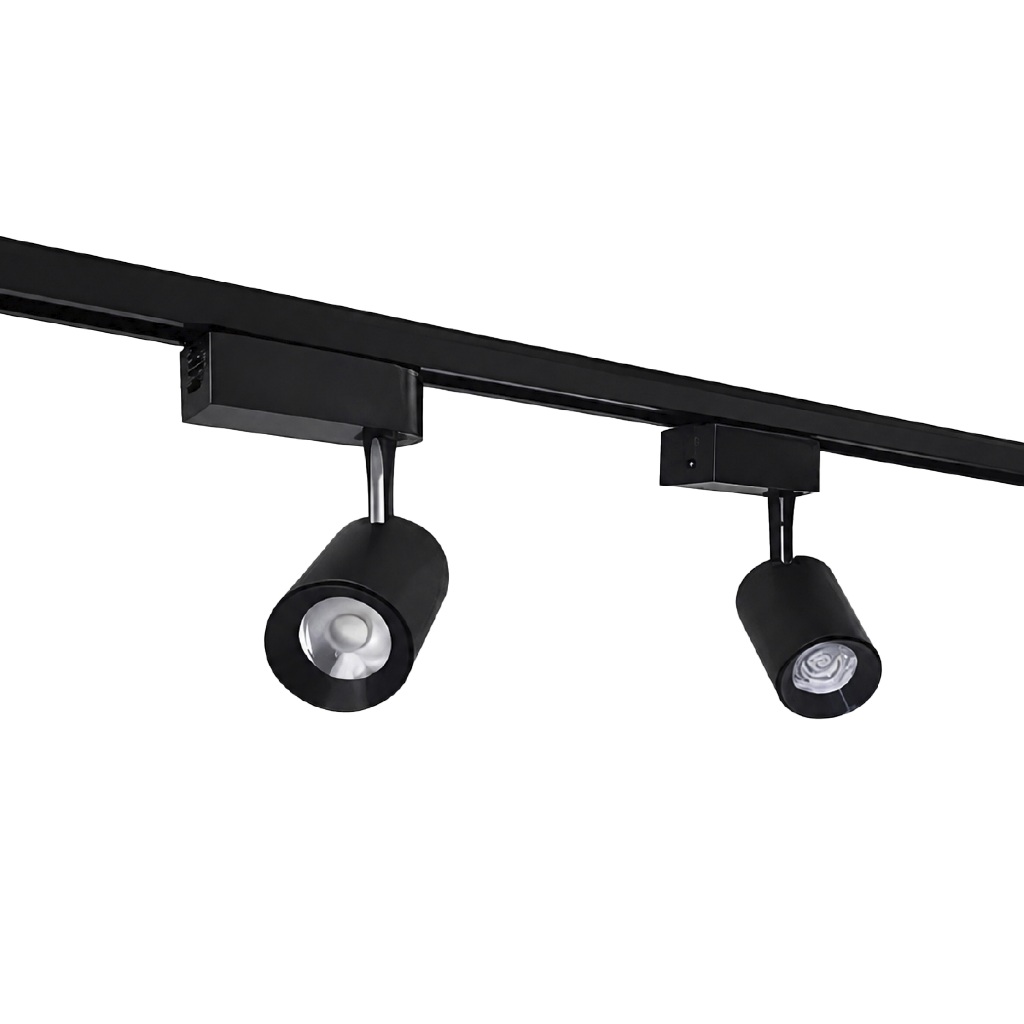 kit Trilho Eletrificado de 1m + 2 Spots 10w led Preto Luz Branco 6500k/Neutro 4000k/Amarelo 3000k