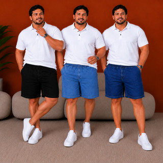 Kit 3 Peças Bermuda jogger Jeans Tamanhos Plus Size G1 ao G4