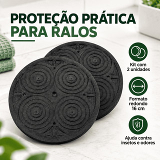 Kit 2 Protetor de Ralo Redondo 16cm Contra Mau Cheiro Anti Insetos Tampa Ralo Banheiro Cozinha