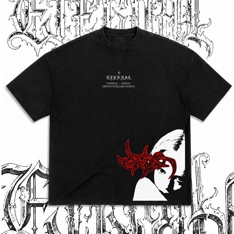 Camiseta Cybersigil Vision x Eternal / Streetwear, Oversized, Regular / Y2K, Opiumcore, Dark Aesthetic 100% Algodão