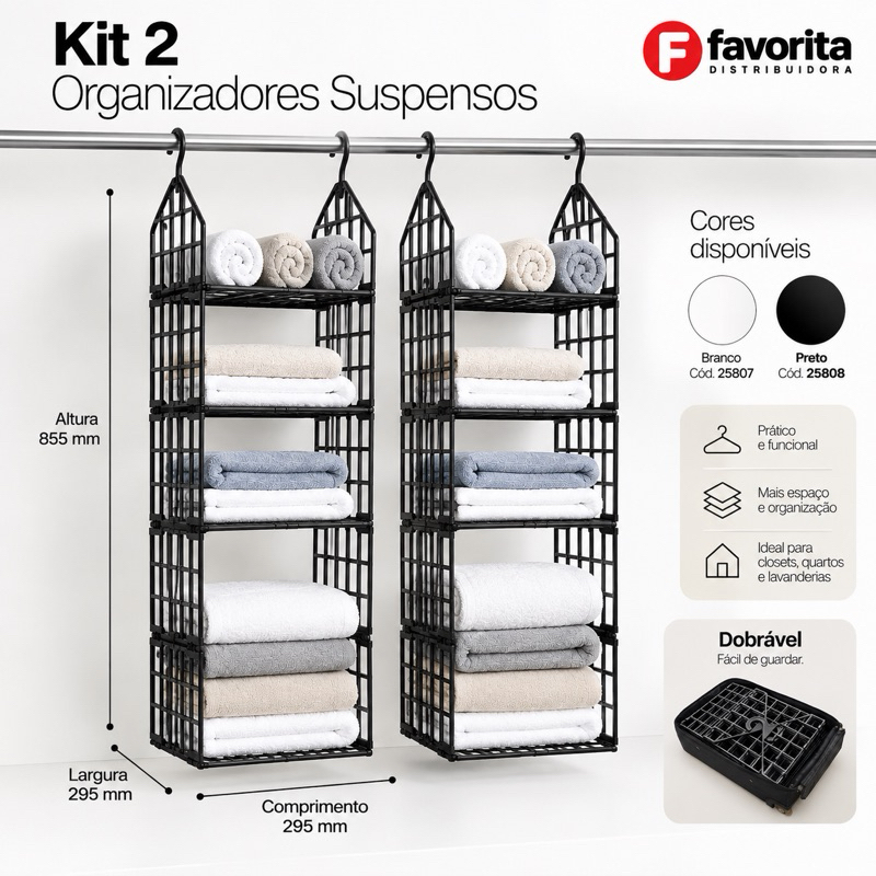DOIS Organizadores Suspensos Dobráveis Colmeia Roupa Armario Sapateira TOY 25808CS