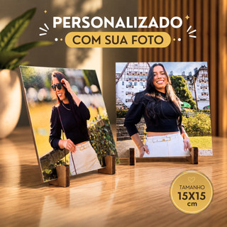 Quadros de Mesa Personalizado 15x15 - C/SUPORTE Com Sua Foto - Casal, Pet, Família