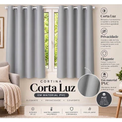 Cortina PVC Blackout Várias Medidas, 100% Luz Varão Quarto Sala Cozinha Diversas Cores Lavável Lisa.