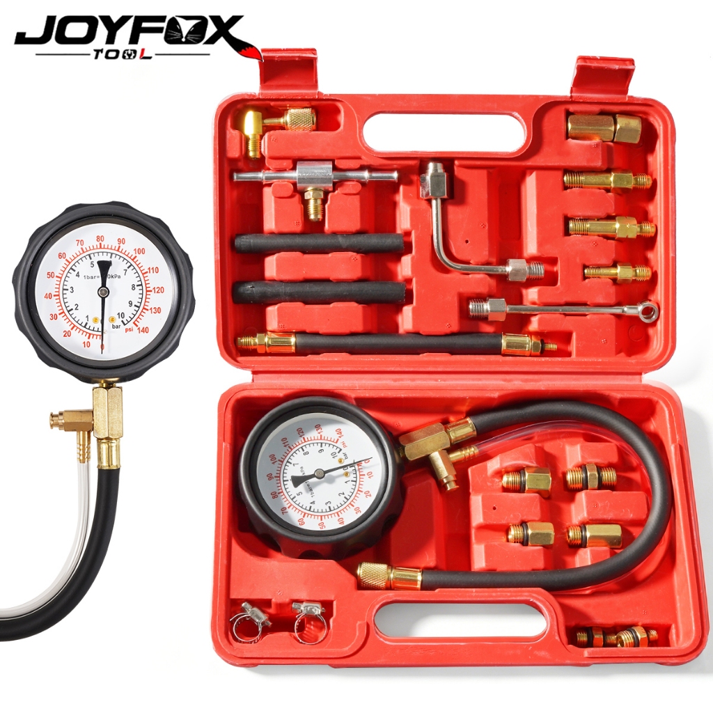 Kit Teste Pressão Combustível Manômetro Bomba Injeção Carro Moto Diagnóstico Automotivo Ferramenta 20Peças JOYFOX