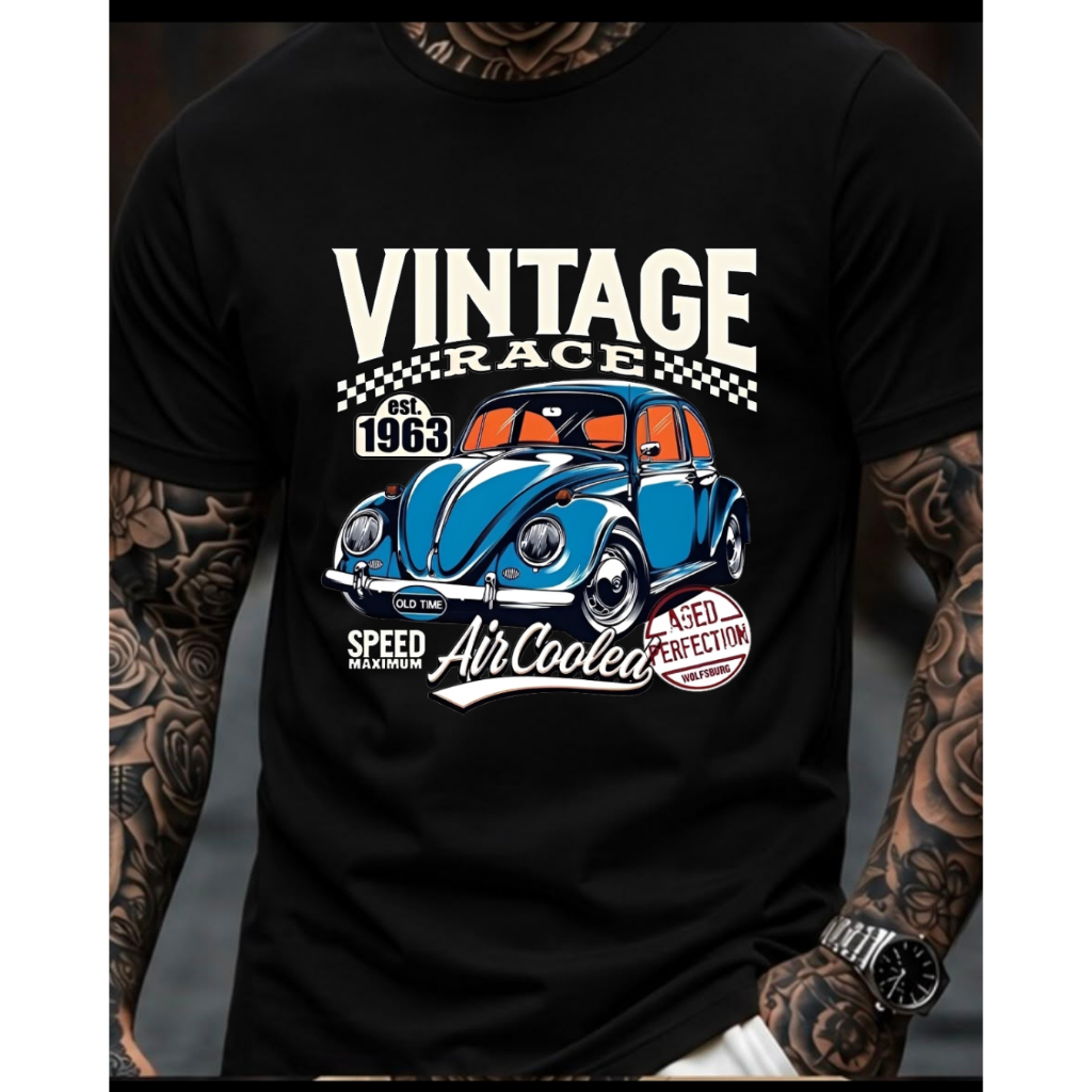 Camisa camiseta masculina 100% algodão estampada FUSCA 1963  moda masculina Verão