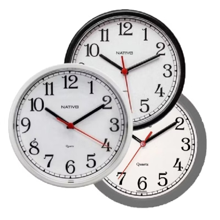 Relogio de Parede Nativo Quartz Redondo Quadrado Decorativo para Cozinha Sala Relógio Preto Branco — imagem 2 de 2