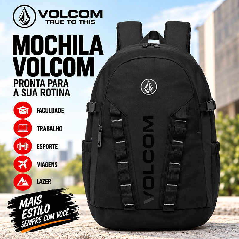 Mochila Volcom Masculina Notebook Universitária Escolar Trabalho Viagem Resistente 16L