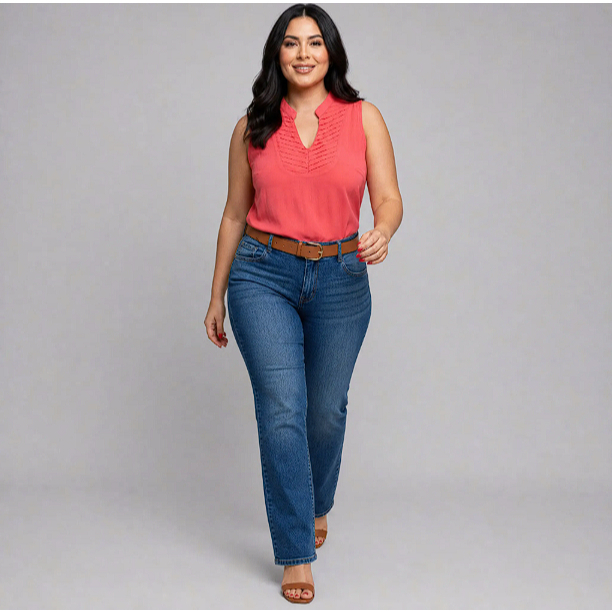 Blusa Regata Feminina Rosa Social com Renda no Decote Sem Manga Elegante Casual
