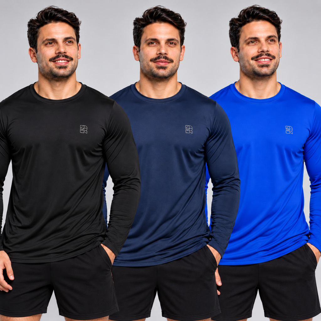 Kit 3 Camisas UV 50 Masculina Manga Longa Dry Fit Proteção Solar Blusa Térmica Academia Corrida Trabalho Praia Esporte