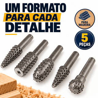 Kit De Lima Rotativa De Aço Para Madeira 5 peças