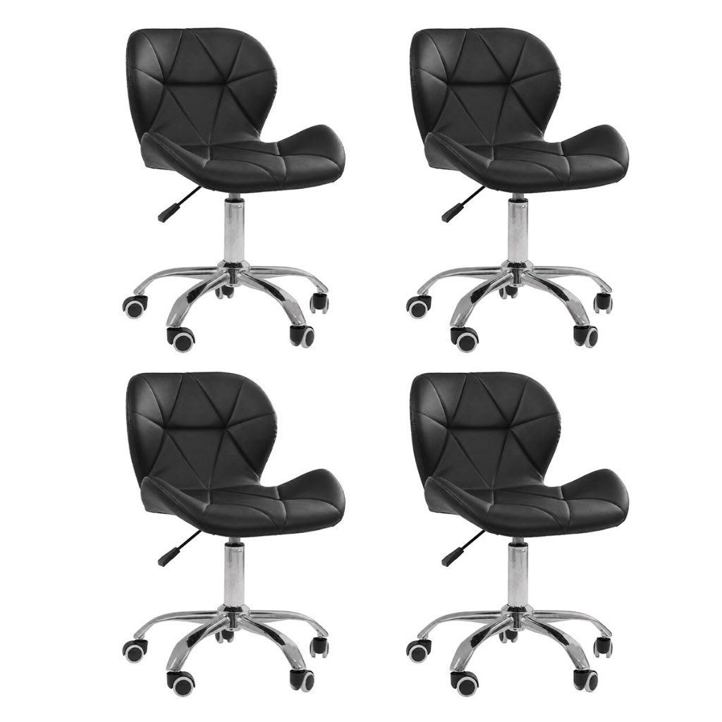 Kit 4 Cadeiras Office Eiffel Slim Giratória Base Cromada com Rodízios e Ajuste de Altura