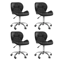 Kit 4 Cadeiras Office Eiffel Slim Giratória Base Cromada com Rodízios e Ajuste de Altura