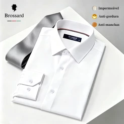 Camisa Social Masculina Slim Fit Manga Longa Não Amassa, Tecido de Tripla Proteção, Frete Grátis